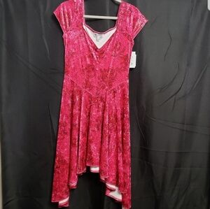 Jessica Simpson Crushed Velvet Fairy Goth Floral Romantic Asymmetrical Dress S